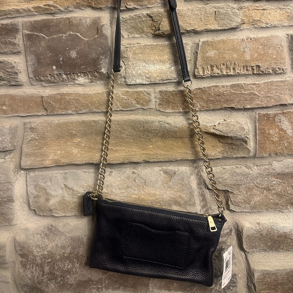 NWT Coach chain pebbled leather quinn crossbody bag chain midnight dark blue - Picture 4 of 4